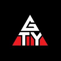 GTY triangle letter logo design with triangle shape. GTY triangle logo design monogram. GTY triangle vector logo template with red color. GTY triangular logo Simple, Elegant, and Luxurious Logo.