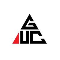 diseño de logotipo de letra triangular guc con forma de triángulo. monograma de diseño del logotipo del triángulo guc. plantilla de logotipo de vector de triángulo guc con color rojo. logotipo triangular guc logotipo simple, elegante y lujoso.