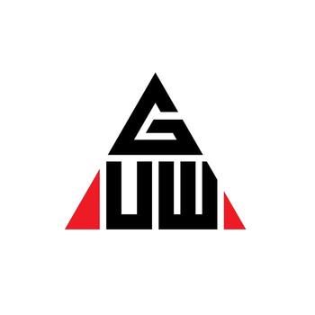 GUW triangle letter logo design with triangle shape. GUW triangle logo design monogram. GUW triangle vector logo template with red color. GUW triangular logo Simple, Elegant, and Luxurious Logo.