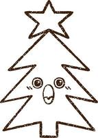 Christmas Tree Charcoal Drawing vector