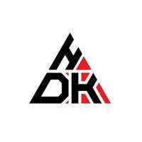 diseño de logotipo de letra de triángulo hdk con forma de triángulo. monograma de diseño de logotipo de triángulo hdk. plantilla de logotipo de vector de triángulo hdk con color rojo. logotipo triangular hdk logotipo simple, elegante y lujoso.