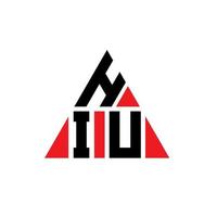 HIU triangle letter logo design with triangle shape. HIU triangle logo design monogram. HIU triangle vector logo template with red color. HIU triangular logo Simple, Elegant, and Luxurious Logo.
