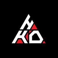 diseño de logotipo de letra triangular hko con forma de triángulo. monograma de diseño de logotipo de triángulo hko. plantilla de logotipo de vector de triángulo hko con color rojo. logotipo triangular hko logotipo simple, elegante y lujoso.
