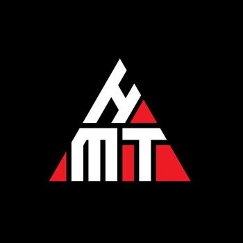 HMT triangle letter logo design with triangle shape. HMT triangle logo design monogram. HMT triangle vector logo template with red color. HMT triangular logo Simple, Elegant, and Luxurious Logo.