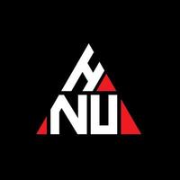 HNU triangle letter logo design with triangle shape. HNU triangle logo design monogram. HNU triangle vector logo template with red color. HNU triangular logo Simple, Elegant, and Luxurious Logo.