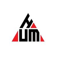 HUM triangle letter logo design with triangle shape. HUM triangle logo design monogram. HUM triangle vector logo template with red color. HUM triangular logo Simple, Elegant, and Luxurious Logo.
