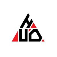 HUO triangle letter logo design with triangle shape. HUO triangle logo design monogram. HUO triangle vector logo template with red color. HUO triangular logo Simple, Elegant, and Luxurious Logo.