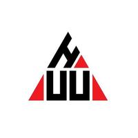 HUU triangle letter logo design with triangle shape. HUU triangle logo design monogram. HUU triangle vector logo template with red color. HUU triangular logo Simple, Elegant, and Luxurious Logo.