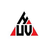 HUV triangle letter logo design with triangle shape. HUV triangle logo design monogram. HUV triangle vector logo template with red color. HUV triangular logo Simple, Elegant, and Luxurious Logo.