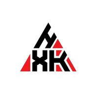 HXK triangle letter logo design with triangle shape. HXK triangle logo design monogram. HXK triangle vector logo template with red color. HXK triangular logo Simple, Elegant, and Luxurious Logo.