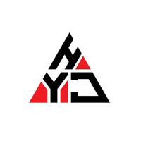 diseño de logotipo de letra triangular hyj con forma de triángulo. monograma de diseño del logotipo del triángulo hyj. plantilla de logotipo de vector de triángulo hyj con color rojo. logotipo triangular hyj logotipo simple, elegante y lujoso.