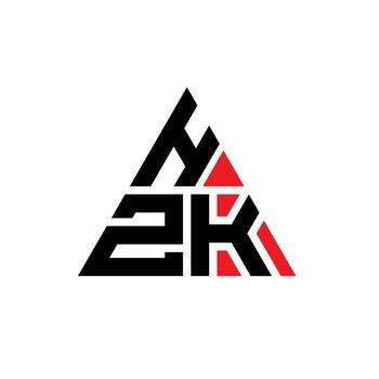 HZK triangle letter logo design with triangle shape. HZK triangle logo design monogram. HZK triangle vector logo template with red color. HZK triangular logo Simple, Elegant, and Luxurious Logo.