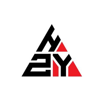HZY triangle letter logo design with triangle shape. HZY triangle logo design monogram. HZY triangle vector logo template with red color. HZY triangular logo Simple, Elegant, and Luxurious Logo.