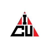 ICU triangle letter logo design with triangle shape. ICU triangle logo design monogram. ICU triangle vector logo template with red color. ICU triangular logo Simple, Elegant, and Luxurious Logo.