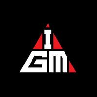 diseño de logotipo de letra triangular igm con forma de triángulo. monograma de diseño de logotipo de triángulo igm. plantilla de logotipo de vector de triángulo igm con color rojo. logo triangular igm logo simple, elegante y lujoso.