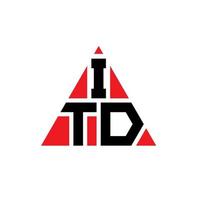 ITD triangle letter logo design with triangle shape. ITD triangle logo design monogram. ITD triangle vector logo template with red color. ITD triangular logo Simple, Elegant, and Luxurious Logo.