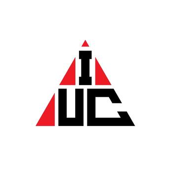 IUC triangle letter logo design with triangle shape. IUC triangle logo design monogram. IUC triangle vector logo template with red color. IUC triangular logo Simple, Elegant, and Luxurious Logo.