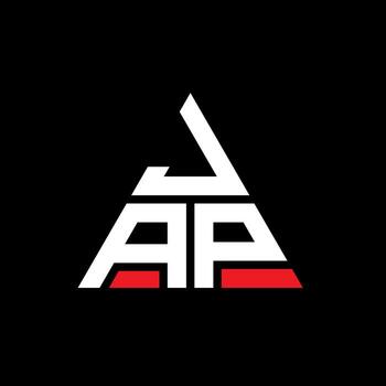 JAP triangle letter logo design with triangle shape. JAP triangle logo design monogram. JAP triangle vector logo template with red color. JAP triangular logo Simple, Elegant, and Luxurious Logo.