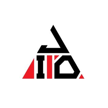 JIO triangle letter logo design with triangle shape. JIO triangle logo design monogram. JIO triangle vector logo template with red color. JIO triangular logo Simple, Elegant, and Luxurious Logo.