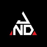 jnd diseño de logotipo de letra triangular con forma de triángulo. monograma de diseño del logotipo del triángulo jnd. plantilla de logotipo de vector de triángulo jnd con color rojo. logotipo triangular jnd logotipo simple, elegante y lujoso.