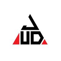 JUD triangle letter logo design with triangle shape. JUD triangle logo design monogram. JUD triangle vector logo template with red color. JUD triangular logo Simple, Elegant, and Luxurious Logo.