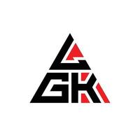 Diseño de logotipo de letra triangular lgk con forma de triángulo. monograma de diseño de logotipo de triángulo lgk. plantilla de logotipo de vector de triángulo lgk con color rojo. logotipo triangular lgk logotipo simple, elegante y lujoso.