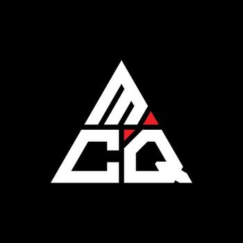MCQ triangle letter logo design with triangle shape. MCQ triangle logo design monogram. MCQ triangle vector logo template with red color. MCQ triangular logo Simple, Elegant, and Luxurious Logo.