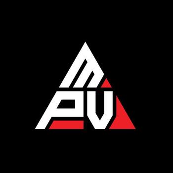 MPV triangle letter logo design with triangle shape. MPV triangle logo design monogram. MPV triangle vector logo template with red color. MPV triangular logo Simple, Elegant, and Luxurious Logo.