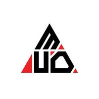 MUO triangle letter logo design with triangle shape. MUO triangle logo design monogram. MUO triangle vector logo template with red color. MUO triangular logo Simple, Elegant, and Luxurious Logo.