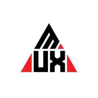 MUX triangle letter logo design with triangle shape. MUX triangle logo design monogram. MUX triangle vector logo template with red color. MUX triangular logo Simple, Elegant, and Luxurious Logo.