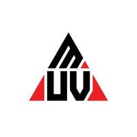 MUV triangle letter logo design with triangle shape. MUV triangle logo design monogram. MUV triangle vector logo template with red color. MUV triangular logo Simple, Elegant, and Luxurious Logo.