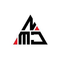 NMJ triangle letter logo design with triangle shape. NMJ triangle logo design monogram. NMJ triangle vector logo template with red color. NMJ triangular logo Simple, Elegant, and Luxurious Logo.