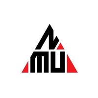 NMU triangle letter logo design with triangle shape. NMU triangle logo design monogram. NMU triangle vector logo template with red color. NMU triangular logo Simple, Elegant, and Luxurious Logo.