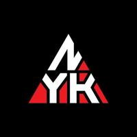diseño de logotipo de letra de triángulo de nyk con forma de triángulo. monograma de diseño de logotipo de triángulo de nyk. plantilla de logotipo de vector de triángulo de nyk con color rojo. logo triangular de nyk logo simple, elegante y lujoso.