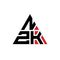 diseño de logotipo de letra triangular nzk con forma de triángulo. monograma de diseño de logotipo de triángulo nzk. plantilla de logotipo de vector de triángulo nzk con color rojo. logotipo triangular nzk logotipo simple, elegante y lujoso.