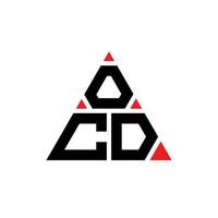 diseño de logotipo de letra triangular ocd con forma de triángulo. monograma de diseño de logotipo de triángulo ocd. plantilla de logotipo de vector de triángulo ocd con color rojo. logotipo triangular ocd logotipo simple, elegante y lujoso.