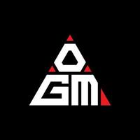 diseño de logotipo de letra triangular ogm con forma de triángulo. monograma de diseño de logotipo de triángulo ogm. plantilla de logotipo de vector de triángulo ogm con color rojo. logo triangular ogm logo simple, elegante y lujoso.