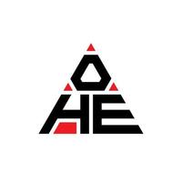 ohe diseño de logotipo de letra triangular con forma de triángulo. ohe monograma de diseño de logotipo de triángulo. ohe plantilla de logotipo de vector de triángulo con color rojo. ohe logo triangular logo simple, elegante y lujoso.