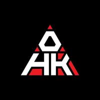 ohk diseño de logotipo de letra triangular con forma de triángulo. monograma de diseño de logotipo de triángulo ohk. plantilla de logotipo de vector de triángulo ohk con color rojo. logotipo triangular ohk logotipo simple, elegante y lujoso.