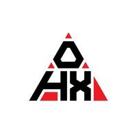 OHX triangle letter logo design with triangle shape. OHX triangle logo design monogram. OHX triangle vector logo template with red color. OHX triangular logo Simple, Elegant, and Luxurious Logo.