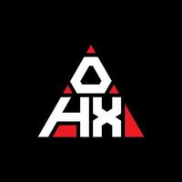 OHX triangle letter logo design with triangle shape. OHX triangle logo design monogram. OHX triangle vector logo template with red color. OHX triangular logo Simple, Elegant, and Luxurious Logo.