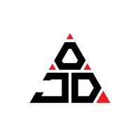 OJD triangle letter logo design with triangle shape. OJD triangle logo design monogram. OJD triangle vector logo template with red color. OJD triangular logo Simple, Elegant, and Luxurious Logo.