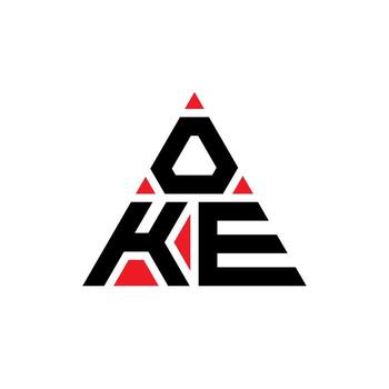 OKE triangle letter logo design with triangle shape. OKE triangle logo design monogram. OKE triangle vector logo template with red color. OKE triangular logo Simple, Elegant, and Luxurious Logo.