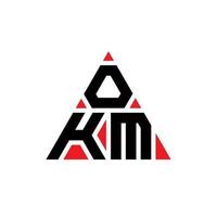 OKM triangle letter logo design with triangle shape. OKM triangle logo design monogram. OKM triangle vector logo template with red color. OKM triangular logo Simple, Elegant, and Luxurious Logo.