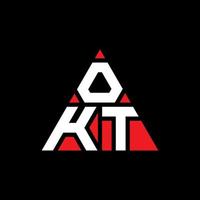 diseño de logotipo de letra triangular okt con forma de triángulo. monograma de diseño de logotipo de triángulo okt. plantilla de logotipo de vector de triángulo okt con color rojo. logo triangular okt logo simple, elegante y lujoso.