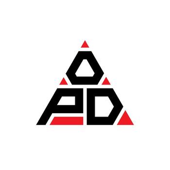 OPD triangle letter logo design with triangle shape. OPD triangle logo design monogram. OPD triangle vector logo template with red color. OPD triangular logo Simple, Elegant, and Luxurious Logo.