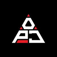 diseño de logotipo de letra triangular opj con forma de triángulo. monograma de diseño de logotipo de triángulo opj. plantilla de logotipo de vector de triángulo opj con color rojo. logotipo triangular opj logotipo simple, elegante y lujoso.
