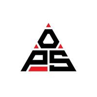 diseño de logotipo de letra triangular ops con forma de triángulo. monograma de diseño del logotipo del triángulo ops. plantilla de logotipo de vector de triángulo ops con color rojo. logo triangular ops logo simple, elegante y lujoso.