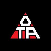 diseño de logotipo de letra triangular ota con forma de triángulo. monograma de diseño del logotipo del triángulo ota. plantilla de logotipo de vector de triángulo ota con color rojo. logotipo triangular ota logotipo simple, elegante y lujoso.