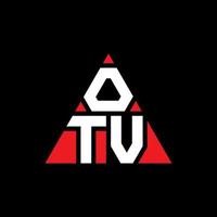 diseño de logotipo de letra triangular otv con forma de triángulo. monograma de diseño del logotipo del triángulo otv. plantilla de logotipo de vector de triángulo otv con color rojo. logotipo triangular otv logotipo simple, elegante y lujoso.